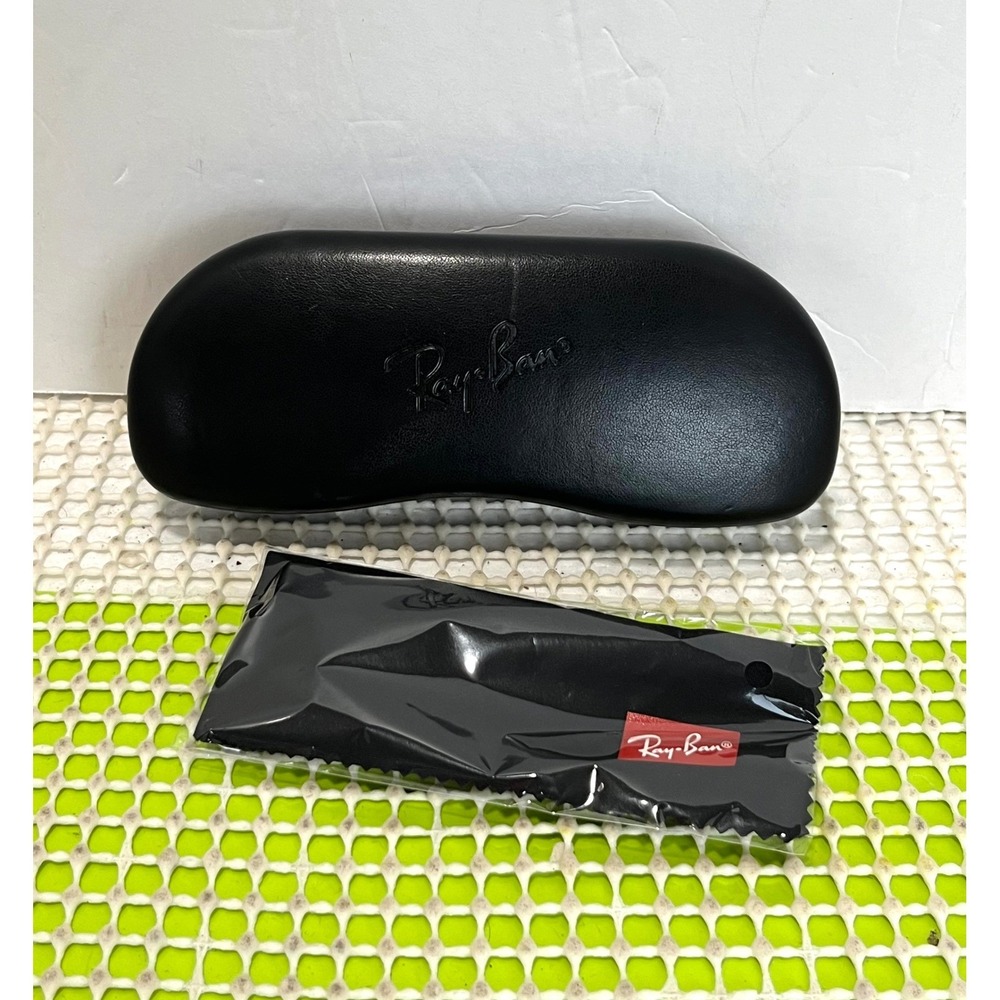 Ray Ban Eyeglasses Faux Leather Hard Clamshell Case w/ New Cleaning Cloth Black